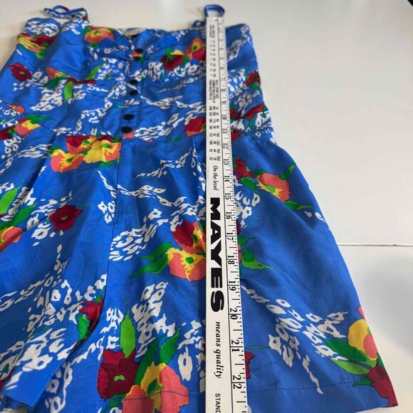 Yumi‎ Kim Blue Floral Pattern 100% Silk Button Front Romper Size Small - Picture 9 of 10